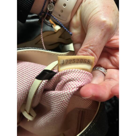 Dooney & Bourke Coated Canvas Hobo Shoulder Bag Black with Natural Leather Trim - Picture 13 of 16